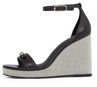 Tommy Hilfiger Sandalia de cuña de piel para mujer Fw0fw08622, Black, 36 EU