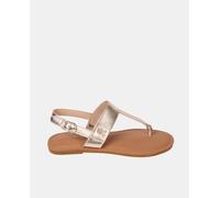 Tommy Hilfiger Sandalia metallic plana de piel de dedo con logo. Oro 40