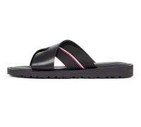 Tommy Hilfiger Sandalias Hombre Core Criss de piel, Negro (Black), 40