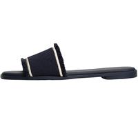 Tommy Hilfiger Sandalias Mujer Fringe Canvas Flat elegante, Azul (Space Blue), 37