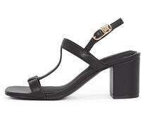 Tommy Hilfiger Sandalias Mujer Leather Block Heel con tacón, Negro (Black), 41