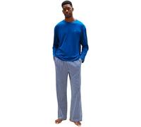 Tommy Hilfiger Set de Pijama Hombre Jersey Print Manga Larga, Azul (Deep Indigo/Blue Dense Stripe), M