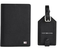 Tommy Hilfiger Set de Regalo Hombre Flag Funda para Pasaporte y Etiqueta para Equipaje, Negro (Black), Talla Única