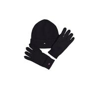 Tommy Hilfiger Set de Regalo Hombre Flag Pima Cotton Gorro de Punto & Guantes, Negro (Black), Talla única