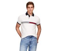Tommy Hilfiger Short Sleeve Cotton Pique Flag Graphic Polo Shirt in Regular Fit Camisa, Blanco Brillante, X-Large para Hombre