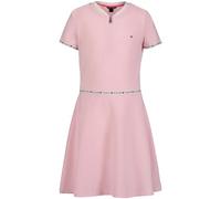 Tommy Hilfiger Short Sleeve Sporty Flag Taping Dress, Classic Style with Logo Design & Trim Vestido, Cremallera Rosa, 12-14 para Niñas
