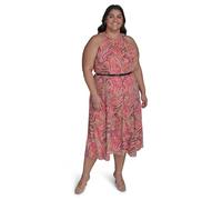 Tommy Hilfiger Sleeveless Halter Neck Fit & Flare Midi Dress Vestido Informal, Sherbet Multi, 46 Mujeres