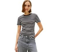 Tommy Hilfiger Slim Cody C-nk Ss Ww0ww40587 Camiseta, Black (Black / Ecru Stp), XS para Mujer