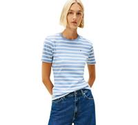 Tommy Hilfiger Slim Cody C-nk Ss Ww0ww40587 Camiseta, Blue (Clear Water/ Ecru Stp), S para Mujer