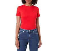 Tommy Hilfiger Slim Cody C-nk Ss Ww0ww40587 Camiseta, Fuegos Artificiales Naranja, M para Mujer