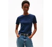 Tommy Hilfiger Camiseta de Manga Corta Mujer Slim Cody con Cuello Redondo, Azul (Dark Night Navy), S
