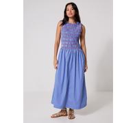 Tommy Hilfiger Smocking Stripe Ns Midi Dress S Azul