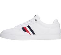 Tommy Hilfiger Sneaker con Suela Cupsole Hombre Icon Court Stripes de Piel, Blanco (White), 47