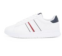 Tommy Hilfiger Sneaker con Suela Cupsole Hombre Modern Stripes con Logotipo, Blanco (White), 40