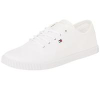 Tommy Hilfiger Sneaker con suela cupsole Mujer Canvas Lace Up elegante, Blanco (White), 41