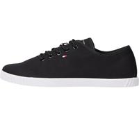 Tommy Hilfiger Sneaker con suela cupsole Mujer Canvas Lace Up elegante, Negro (Black), 38