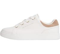 Tommy Hilfiger Sneaker con Suela Cupsole Mujer Casual de Piel, Blanco (Ecru/Coastal Taupe), 35