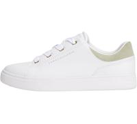 Tommy Hilfiger Sneaker con Suela Cupsole Mujer Casual de Piel, Blanco (White/Earth Sage), 36