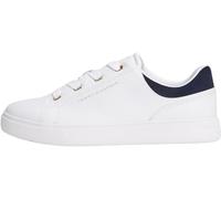 Tommy Hilfiger Sneaker con Suela Cupsole Mujer Casual de Piel, Blanco (White/Space Blue), 38