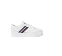 Tommy Hilfiger Sneaker con Suela Flatform Mujer Stripes Platform de Piel, Blanco (Ecru), 41 EU