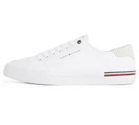 Tommy Hilfiger Sneaker con Suela Vulcanizada Hombre Core Corporate Canvas Low Top, Blanco (White), 44