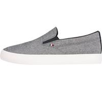 Tommy Hilfiger Sneaker con Suela Vulcanizada Hombre Low Slip On Mocasín, Negro (Black), 45
