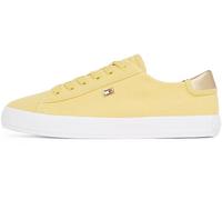Tommy Hilfiger Sneaker con Suela Vulcanizada Mujer Canvas Lace Up Elegante, Amarillo (Meringue), 37