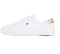Tommy Hilfiger Sneaker con Suela Vulcanizada Mujer Canvas Lace Up Elegante, Blanco (White), 38