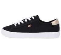 Tommy Hilfiger Sneaker con Suela Vulcanizada Mujer Canvas Lace Up Elegante, Negro (Black), 38
