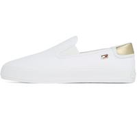 Tommy Hilfiger Sneaker con Suela Vulcanizada Mujer Canvas Slip-On Mocasín, Blanco (White), 39