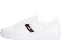 Tommy Hilfiger Sneaker con Suela Vulcanizada Mujer con Emblema del Logotipo, Blanco (White), 40