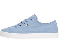 Tommy Hilfiger Sneaker con Suela Vulcanizada Mujer Washed Canvas Low Top, Azul (Brisk Blue), 38
