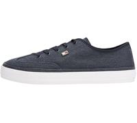 Tommy Hilfiger Sneaker con Suela Vulcanizada Mujer Washed Canvas Low Top, Azul (Space Blue), 36