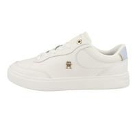 Tommy Hilfiger Sneaker Court Mujer Essential Chic de Piel, Multicolor (Ecru/Breezy Blue), 36