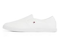 Tommy Hilfiger Sneaker tipo mocasín Mujer Canvas Slip-On sin cordones, Blanco (White), 38