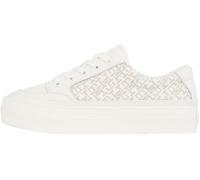 Tommy Hilfiger Sneaker vulcanizadas Mujer Monogram de Piel, Marfil (Ivory Petal), 37