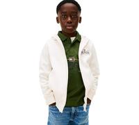 Tommy Hilfiger Sudadera Chicos con Cremallera y Bolsillo Canguro, Marfil (Ancient White), 7 Años