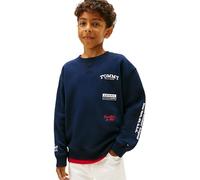 Tommy Hilfiger Sudadera Chicos Multi Print con Logotipo en la Espalda, Azul (Dark Night Navy), 16 Años