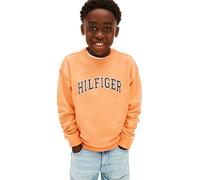 Tommy Hilfiger Sudadera Chicos Varsity con Cuello Redondo, Naranja (Faded Sun Kiss), 8 Años