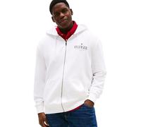 Tommy Hilfiger Sudadera con Cremallera Hombre Stacked Hooded de algodón, Blanco (White), XXL