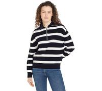 Tommy Hilfiger Sudadera con Cremallera Mujer 1/2 Zip Sweater Jersey de Punto, Multicolor (Desert Sky/Ivory Petal Stripe), XS