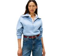 Tommy Hilfiger Sudadera con Cremallera Mujer Classic Script Fleece Media Cremallera, Azul (Brisk Blue Heather), L