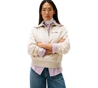 Tommy Hilfiger Sudadera con Cremallera Mujer Classic Script Fleece Media Cremallera, Marfil (Heather Oatmilk), XXS