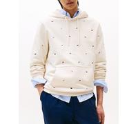 Tommy Hilfiger Sudadera de caballero con capucha y banderas bordadas. Crudo 5/XL