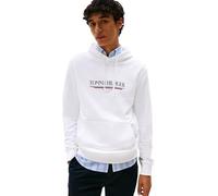 Tommy Hilfiger Sudadera Hombre Brand Love Hoodie de algodón, Blanco (White), XL