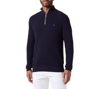 Tommy Hilfiger Men's Refined Structure Zip Mock Zip Through Sweater, Desert Sky, S