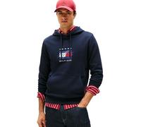 Tommy Hilfiger Sudadera Hombre Linear Flag Graphic de algodón, Azul (Desert Sky), S