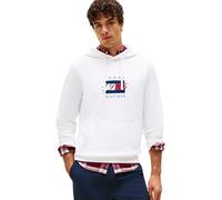 Tommy Hilfiger Sudadera Hombre Linear Flag Graphic de algodón, Blanco (White), XXL