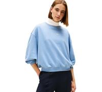Tommy Hilfiger Sudadera Mujer Classic Script Terry con Cuello Redondo, Azul (Brisk Blue Heather), S