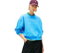 Tommy Hilfiger Sudadera Mujer Corp Logo Relaxed Fit, Azul (Mesmerizing Blue), S
